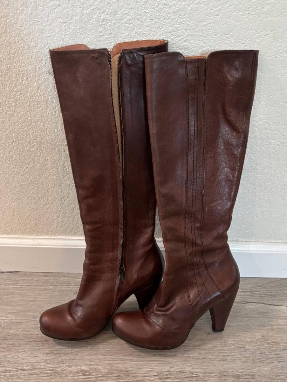 Free People Brown Leather Heeled Boots Size 37